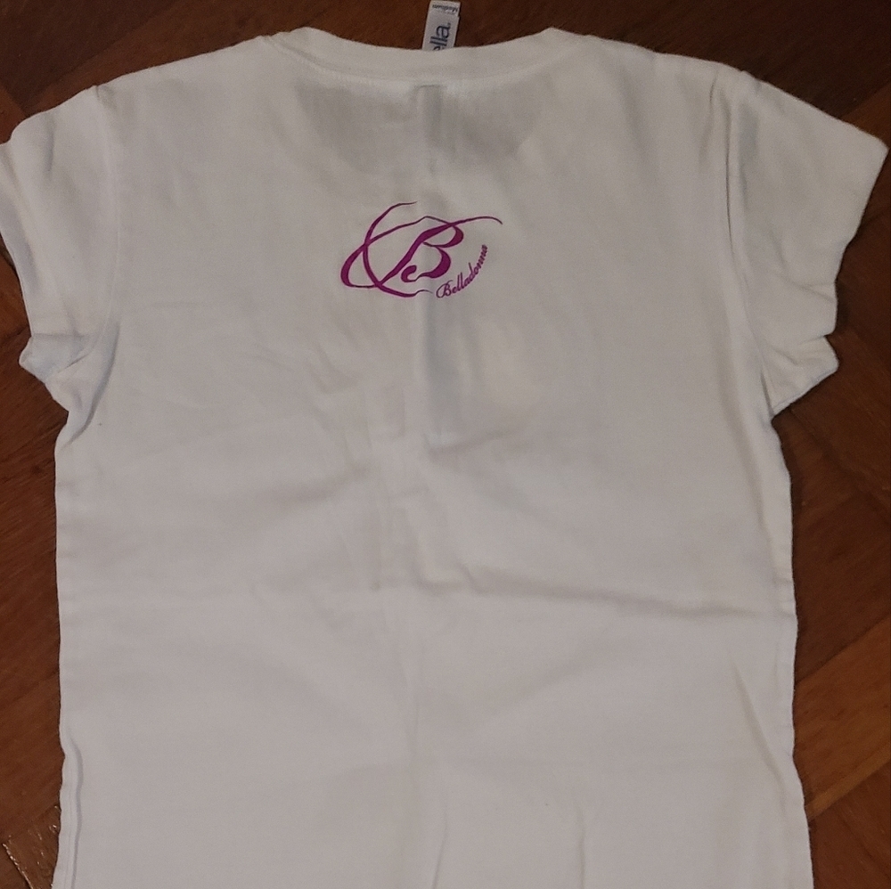 Shades of love white t shirt w cap sleeves sz small - Picture 3 of 3